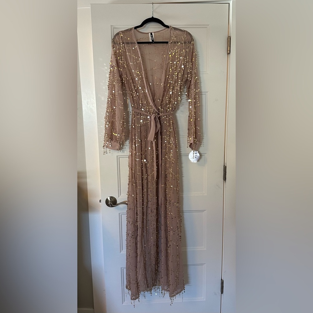 Windsor Nude and Gold Sequin Dress